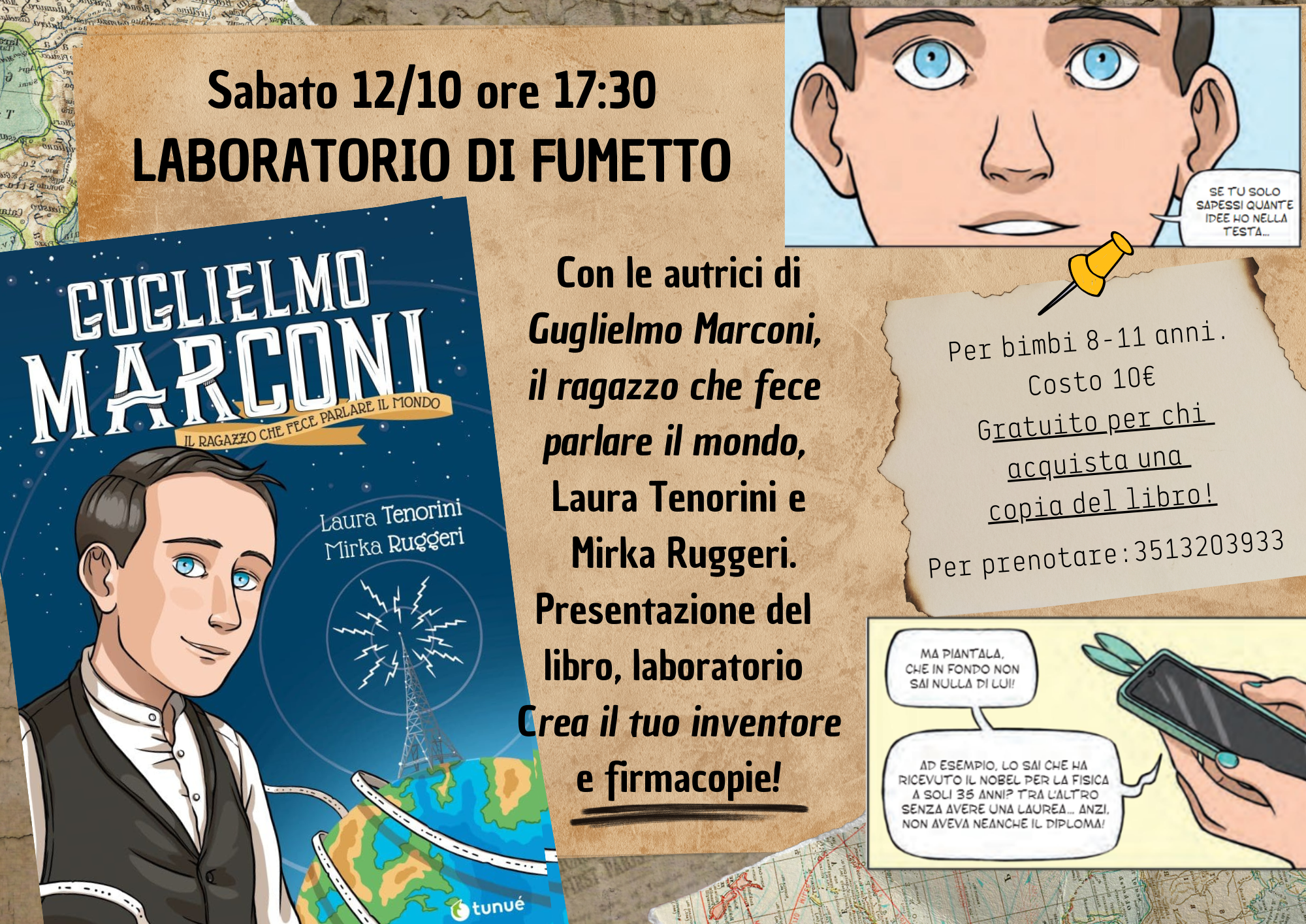 Guglielmo Marconi, presentazione libro e laboratorio di fumetto